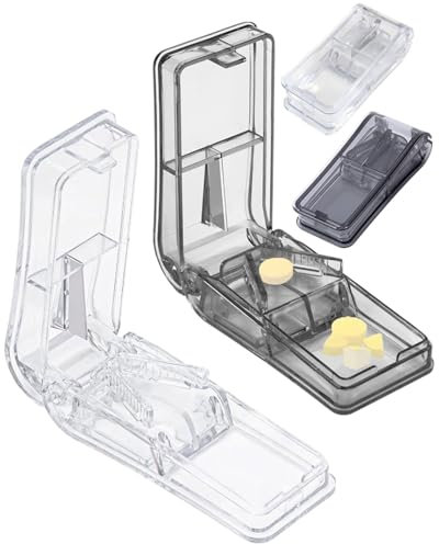 IPNSDON 2 Tablettenteiler zum Trennen großer und kleiner Tabletten. Zum Halbieren oder Vierteln von Tabletten, Vitaminen und Medikamenten.