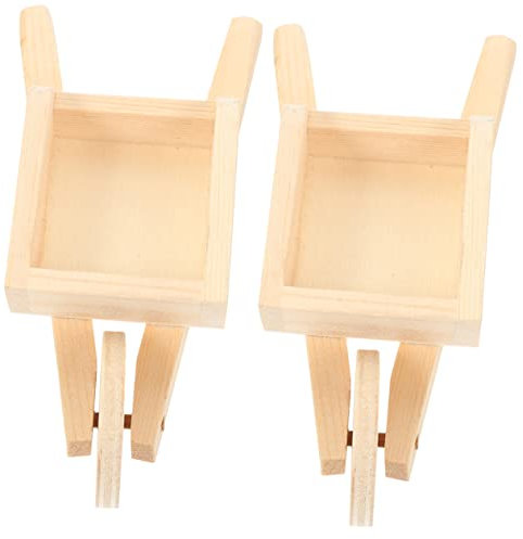 FUNNETOYU 2pièces Mini Chariot Bois Brouette Miniature pour Décoration De Maison Accessoire De Paysage Et Jouet