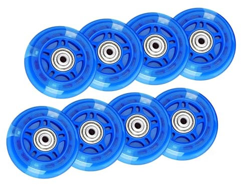 Inline-Skate-Rollen, 70 mm, blaue LED-Leuchter, 82 A Polyurethan, 8er-Pack mit ABEC-Kugellagern