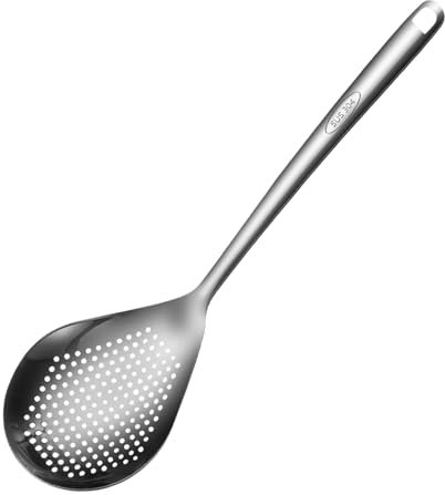 Skimmer Spoon, Stainless Steel Slotted Colander Ladle, Long Handle Cooking Tool for Frying, Draining, Scooping, Made of Stainless Steel Material, 13.98x4.13in