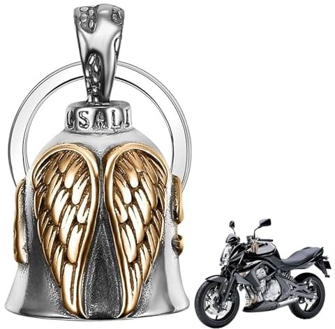 EUYKQNOI Campanella Moto Guardian Bell, Campanellino Motociclisti, Portachiavi Moto Portafortuna, Angelo Custode Con Anello Appeso Per Auto Elettriche, Moto, Biciclette Ecc