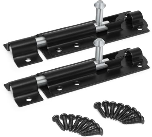 ZAVIA Tower Bolt Lock 4 Inches | Pack of 2 Powder-Coated Sliding Gate Bolt Door Locks for Securing Shed, Garage, Fence, Barn, Barrel Doors & More
