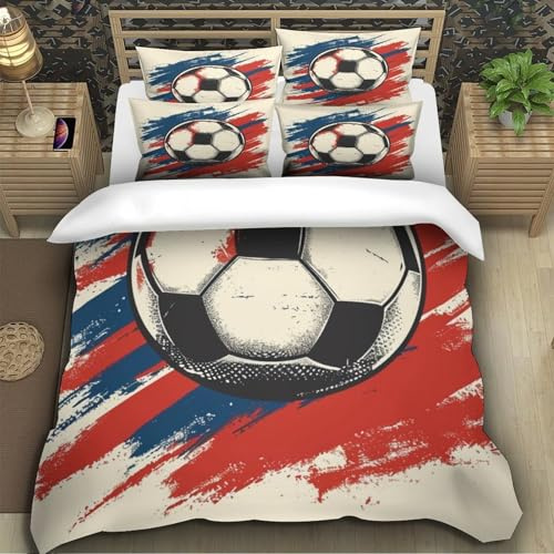 TZOVPCDFA Ballon de Football Housse De Couette Literie Peinture Graffiti Microfibre 3D Motif Imprimé Housse De Couette avec Fermeture Éclair pour Enfants Single（140x200cm）