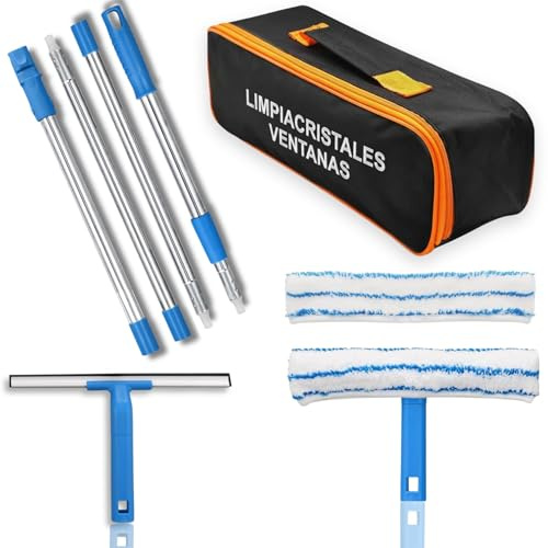 Limpiacristales Telescopico - Palo + Rasqueta + Paños + Bolsa