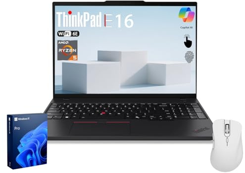 Lenovo ThinkPad E16 Gen 2, laptop aziendale touchscreen FHD+ da 16, AMD Ryzen 5 7535U, RAM DDR5 da 32 GB, SSD da 1 TB, impronte digitali, tastiera retroilluminata, webcam, Wi-Fi 6E, HDMI, Windows 11