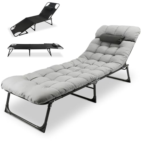 Camping Cot for Adults, Heavy-Duty Portable Cot Bed with Mattress and Pillow, Foldable Padded Sleeping Cots for Camping Travel Tent Outdoor & Home Guest, Camp Cot Bed for Guest Travel, Hiking