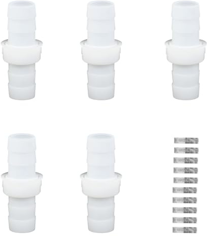 5 Set Schlauchverbinder, 1 Zoll Schlauchanschluss Mit 10 Schlauchklemmen, Wasserhahn Adapter Aus ABS-Material, Robust Langlebig Gartenschlauch Verbinder, Auslaufsicher, Schnelle Installation