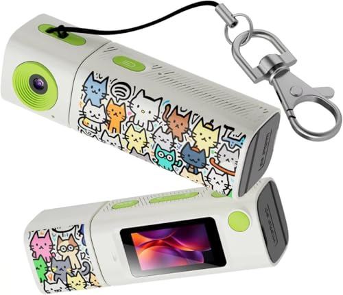 GiDaCom Fotocamera Portachiavi a forma di Rossetto con Lente Rotabile 230° – Mini Videocamera Ultra HD con Schermo, Ideale per Influencer, Viaggi, Sport ed Emergenza (Bianco)
