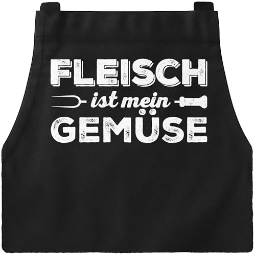 MoonWorks Grill-Schürze für Männer mit Spruch Fleisch ist mein Gemüse Baumwoll-Schürze Küchenschürze