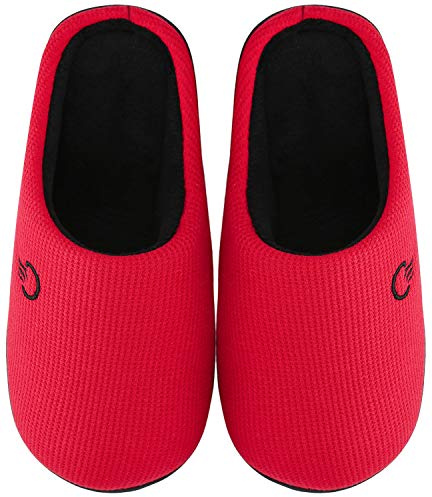 Mishansha Zapatillas de Estar por Casa Hombre Mujer Invierno Zapatillas Casa Cómodas con Memory Foam para Otoño, Blanditas/Mulliditas y Calientes(Rojo, 42/43 EU)