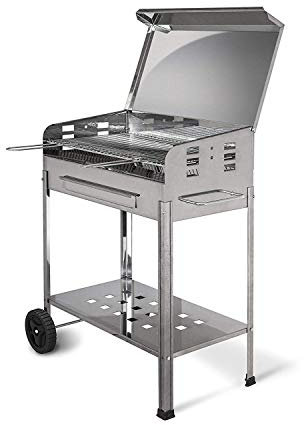 Artigian Ferro Mille - Barbecue a carbonella in Acciaio Inox con Coperchio - cm40x70x90h - Achille - Made in Italy