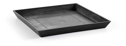Ashortwalk ECOPOTS - Sottovaso quadrato in plastica riciclata, lunghezza 43 cm x altezza 3,5 cm, colore: Nero