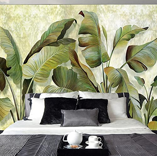 Papier Peint 3D Poster Geant Mural Feuille de Bananier Tropicale en Asie Du Sud-Est: Papier Peint XXL Trompe Oeil Déco Mural Tableaux Muraux Photo Effet 3D - 350X256cm