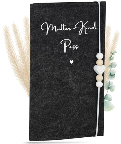 MAHEWA® Mutter-Kind-Pass-Hülle Österreich aus Filz | MKP-Hülle Muki-Passhülle Oesterreich Filz Mutterpass-Organizer Tasche Schutzhülle | Mutterkindpass-Umschlag Mama-kindpass | Anthrazit