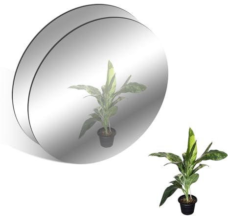 TAIANJI 2 stycken självhäftande kakelspeglar 30 cm, rund akrylspegel, självhäftande, flexibel spegel, ej glas, gör-det-själv, akrylväggdekoration, dekorationsspegel, ramlös väggspegel