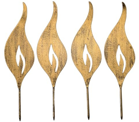 Deko Kerzen Flammen in gold 4er Set H:23cm zum Basteln für die Winterdeko
