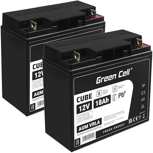 Green Cell® ersättningsbatteri kompatibelt med APC RBC7 2 x 12 V 18 Ah AGM batteri fleece blybatteri underhållsfritt försörjningsbatteri Lead-Acid batteri passar till USV UPS APC BP1400X116 SU1000XL