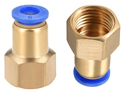 M METERXITY 2 Paquet G1/4 Femelle Pousser verrouilleront Raccord - Droit Union Adaptateur, Pousser à Connecter Raccords, Appliquer à Pneumatique Système (6mm, Or)
