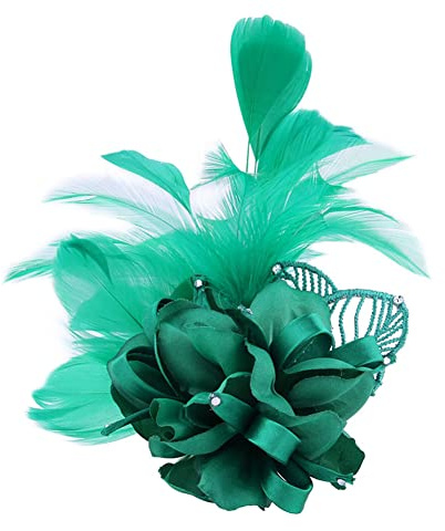 Feder Brosche,Damen Fascinator Hut Feder Haarclip Elegante Ansteckblume Brosche Blume mit Perlen Brosche Feder Kopfschmuck Anstecknadel Abzeichen für Fasching Haarklammer Hochzeit Bankett Party