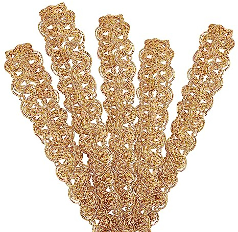 PandaHall Goldene Geflochtene Kordel Polyester Spitzenband 25m