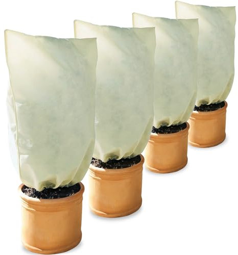 4PCS Plant Fleece Frost Protection Jackets (50gms 60cm x 80cm), Garden Fleece Frost Protection, Plant Cover for for Potted Plant Winter Plant Protection, from Birds and Insects