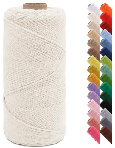 LEREATI Cordino per Borse Uncinetto, Filo Macrame 2mm x 150m Macrame Corda Corda Cotone, Cordoncino per Borse a Uncinetto, Arazzo da Parete, Fai da Te, Artigianato, Lavori a Maglia (Bianco Latte)