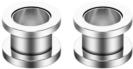 Decentraland 12 st 6 färger 316L rostfritt stål O öronmätare tunnlar öron skruv passar kroppspiercing smycken 14 g (1,6 mm), 3mm(8g), Rostfritt stål, Rostfritt stål