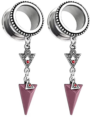 Ohrring Tunnel Edelstahl 18mm Flesh Tunnel Plug Dreieck Baumeln mit Zirkonia Ohr Tunnel Set, 2 Stück