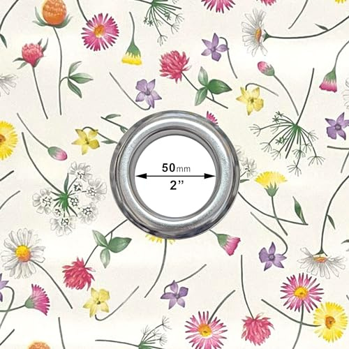 QPC Direct Wipe Clean Waterproof Outdoor Garden Tablecloth with Parasol Hole (Summer Flowers on Stems, Rectangle 140 x 200cm)