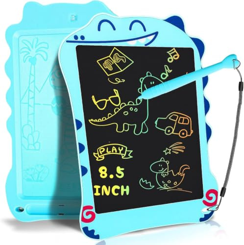 Dinosaur LCD Writing Tablet, 8.5Inch Blue Toddler Drawing Pad for Kids | Reusable LCD drawing pad, Ideal birthday gift for girls boys ages 3 4 5 -12. Lightweight, portable, perfect for travel & home