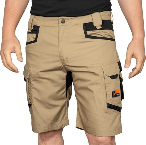 ACE Constructor Herren-Arbeitshose kurz - Männer-Arbeitshosen mit Cargo-Taschen & Stretch-Bund für den Sommer