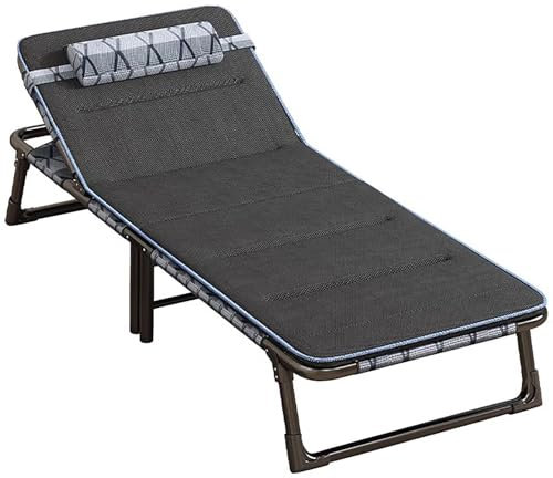ZXDRYBHD Klappbett, Reisebett Erwachsene, Gästebett Klappbar, Klappbares Campingbett, 6-Fach Verstellbar, Bequemes Schlafen(Black)