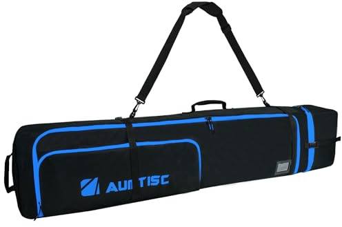 AUMTISC Snowboardtasche, Snowboard Bag gepolstert，robuste Skitasche mit wasserdichtem Innenfutter, verstellbare Schultergurte, passend für 155 cm-180 cm Snowboards, Schwarz/Blau