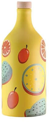 Frantoio Muraglia, Orcio in ceramica frutti del Mediterraneo con Olio Extra Vergine d'Oliva 500ml, Fruttato Intenso, Creato e Decorato a Mano dai Nostri Artigiani Pugliesi