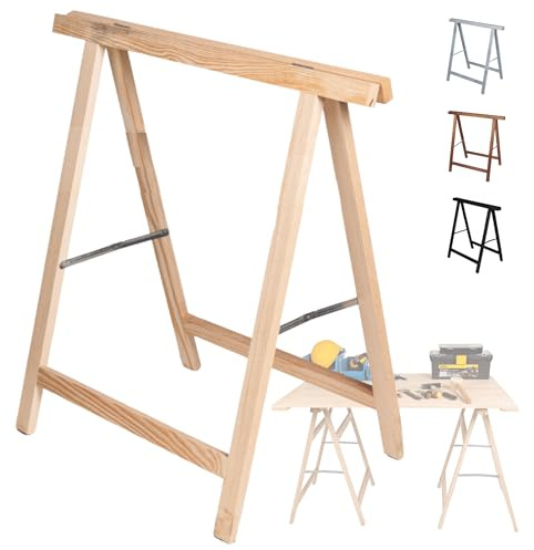MODO24 Holzbock Klappbock Arbeitsbock Tapezierbock Sägebock Montagebock Unterstellbock SDKM, 73x73x44 cm, Natur unbehandelt