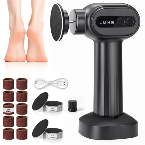 DMSELL Electric Foot File Hard Skin Remover, 6 Speed Feet Callus Remover with Different Sandpaper Grits for Women