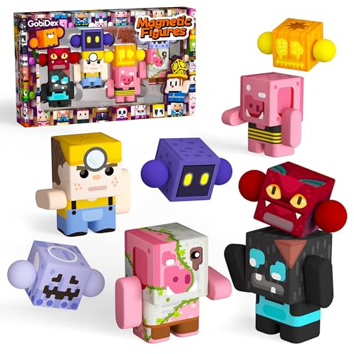GobiDex Confezione 8 Personaggi Magnetici Figure nonché Animali Snodati Compatibili con Blocchi Magnetici MagWonder Giocattolo Educativo per Gioco di Ruolo Bambini dai 3 Anni