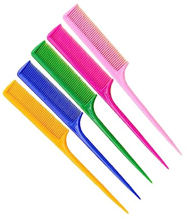Gogogmee 5pièces Peigne Coiffure avec Manche Long de Peignes pour Cheveux pour Maison Salon Couleur Aléatoire