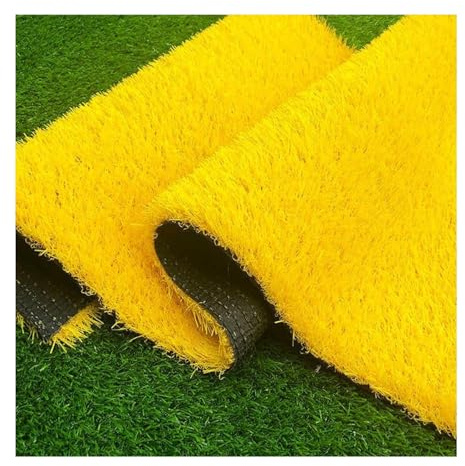 Tappeto In Erba Sintetica Giallo Pavimento Per Interni Ed Esterni, Tagliabile Tappeto In Erba Sintetica Realistica Per Giardino, Patio, Cortile, Prato, Cani(47x47IN)