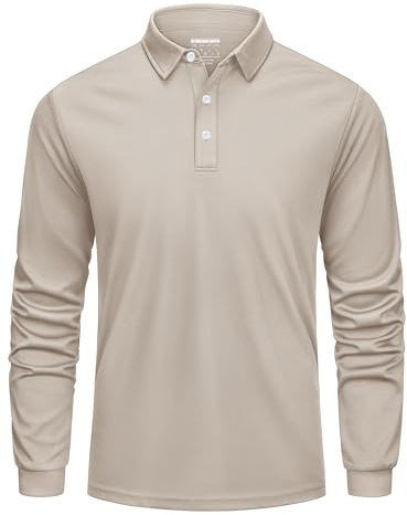 Cavva Poloshirt Herren Langarm Golf Polo Schnelltrocknend Tennis Shirt | Polyester,Sport,Langarm,Regular Fit,Atmungsaktives,Golf,Leichte,Mit knopfleiste,Freizeit,Funktions,Button down,Tennis