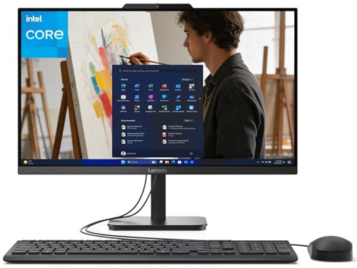 Lenovo IdeaCentre 24 23.8 All-in-One with Lifetime Office 365 for Web, 8GB DDR4 RAM, 512GB PCIe SSD, Intel N100 Processor, FHD AIO Desktop Computer, WiFi 6, Bluetooth, Jet Black, Win 11 Home