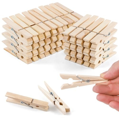 30 PCS Clothes Pins, 2.9 Inch Wooden Clothespins, Heavy Duty Clothes Line Clips for Drying Laundry, Rust Resistant Clothes Clip for Hanging Pictures