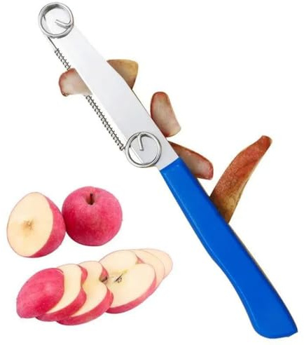 Schäler-Universalschäler, 2025 Neuest Schnellschneidemesser, Kartoffelschäler Gemüseschäler Spargelschäler, mit Verstellbarer Feder, Giovannis Messer für Gemüse Obst (Blau, 1 PCS)