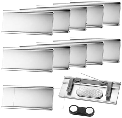 10 placas magnéticas para ropa, 72 x 31 mm, etiquetas de nombre para ropa, de aluminio con doble imán fuerte, etiquetas para nombre para ropa