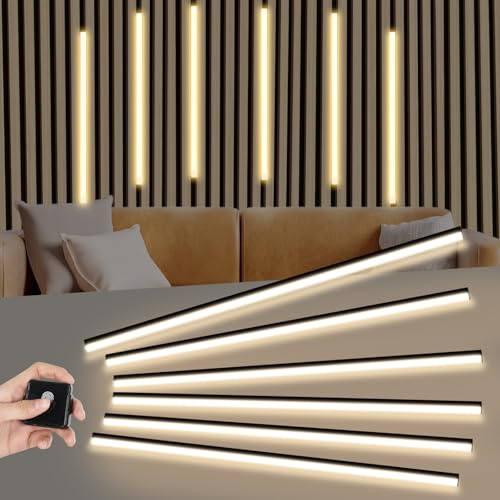 EUNEWR Eingebetteter LED für Akustikpaneele, 6 Stück 100CM Dimmbar LED Strip Warmweiss mit Touch-Schalter, Akustikpaneele LED Streifen für Wandpaneele Parallel, Akustikpaneel, Unterflurbeleuchtung