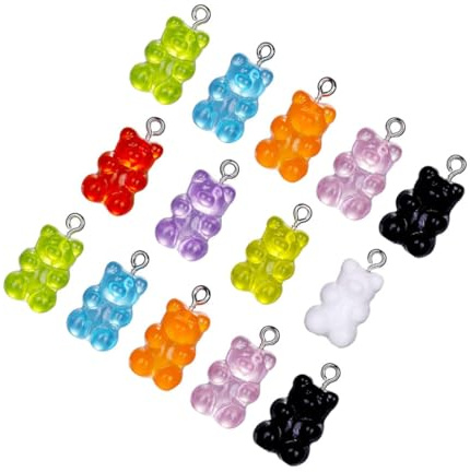 JOINPAYA Bärenanhänger Schlüsselanhänger 70 aus Transparentem Kunstharz Bunte Basteln Kleiner Candy Charm Zufällige Farbe für Selbstgemacht Schmuck Taschen Handyhüllen Geschenke
