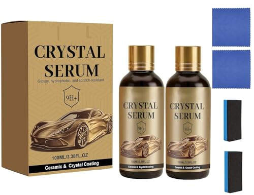 Kristallserum keramik- och kristallförsegling, avancerad graf-keramik, 9 H hårdhetsgrad, hydrofob, reptålig, högglans, 100 ml, med svamp och duk (2 stycken)