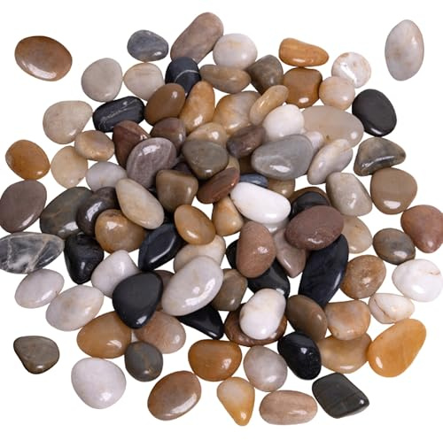 XONWW 2kg Mixed Pebbles for Plant Pots Fish Tank Aquarium Vases, 1-3cm | Natural Polished Small River Stones Decorative Gravel for Garden, Succulents, Crafts & Landscaping Pond