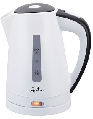 JATA HA701 - Hervidor de Agua Eléctrico 1 L, 2000 W, Ebullición Rápida, Jarra sin Cable con Base 360°, Resistencia Oculta, Filtro Extraíble, Acero Inoxidable, Apagado Automático