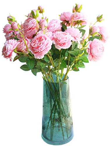 cn-Knight 8pcs Künstliche Blumen Pfingstrose,61cm, Langer Stiel Seide Blüten mit 2 Blühen und 1 Knospe,für Hochzeit Brautstrauß,Brautjungfer, Heimdekoration,Tafelaufsatz,Rosa